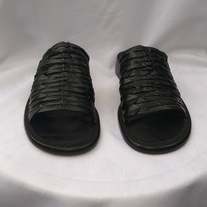 COLE HAAN Black leather slip on sandals